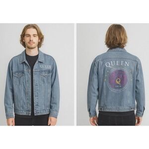 Queen Adam Lambert Graphic Denim Jean Jacket 2019‎ Rhapsody Tour Concert Merch